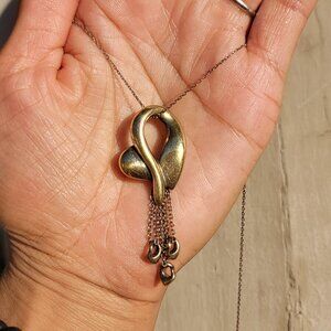 Vintage designer Ciani 925 sterling silver gold vermeil weighty puffy heart dang